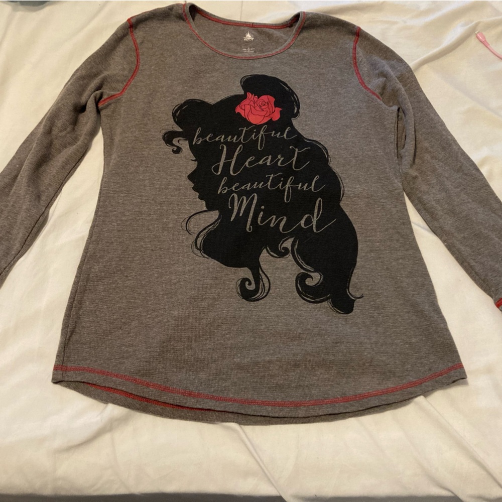 Womens Disney Store Belle Heart  Top Beauty and the Beast Long Sleeve Shirt